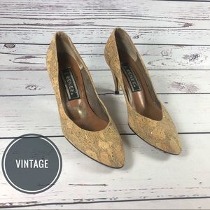 Vintage J. Renee Retro Cork Neutral Color Heels